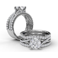 Matching Curved and Straight Diamond Wedding Band Set by Fana - 0.33 Carat Total Diamond Weight