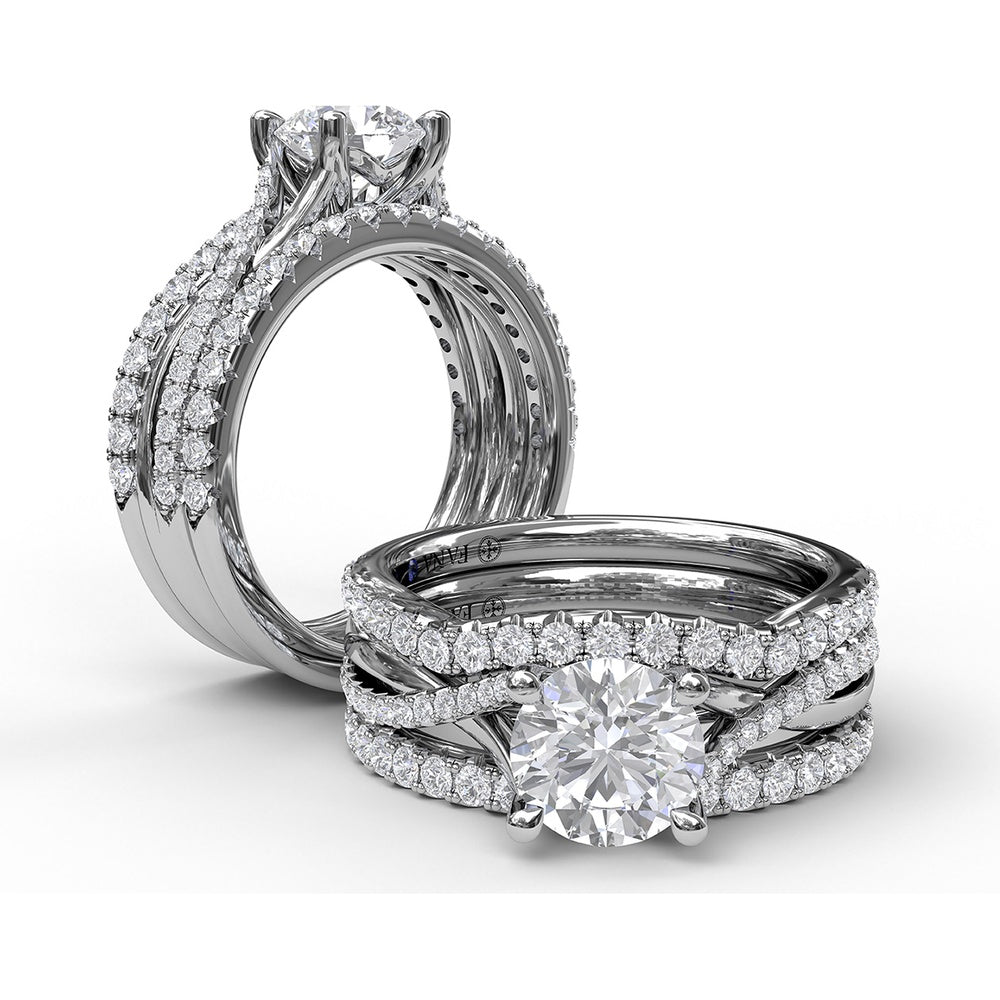 Matching Curved and Straight Diamond Wedding Band Set by Fana - 0.33 Carat Total Diamond Weight