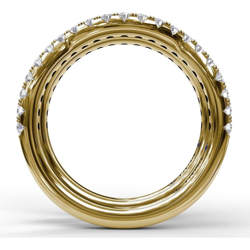Matching Curved and Straight Diamond Wedding Band Set by Fana - 0.33 Carat Total Diamond Weight