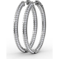 Medium Hoop Earrings with Knife Edge Setting and Pavé Round Diamonds by Fana - 1.92 Carat Total Diamond Weight