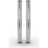 Medium Hoop Earrings with Knife Edge Setting and Pavé Round Diamonds by Fana - 1.92 Carat Total Diamond Weight