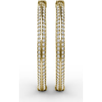 Medium Hoop Earrings with Knife Edge Setting and Pavé Round Diamonds by Fana - 1.92 Carat Total Diamond Weight