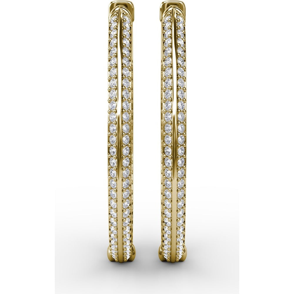 Medium Hoop Earrings with Knife Edge Setting and Pavé Round Diamonds by Fana - 1.92 Carat Total Diamond Weight