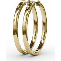 Medium Hoop Earrings with Knife Edge Setting and Pavé Round Diamonds by Fana - 1.92 Carat Total Diamond Weight