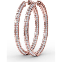 Medium Hoop Earrings with Knife Edge Setting and Pavé Round Diamonds by Fana - 1.92 Carat Total Diamond Weight