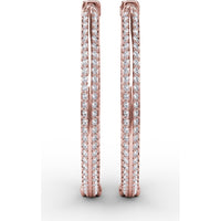 Medium Hoop Earrings with Knife Edge Setting and Pavé Round Diamonds by Fana - 1.92 Carat Total Diamond Weight
