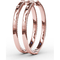 Medium Hoop Earrings with Knife Edge Setting and Pavé Round Diamonds by Fana - 1.92 Carat Total Diamond Weight