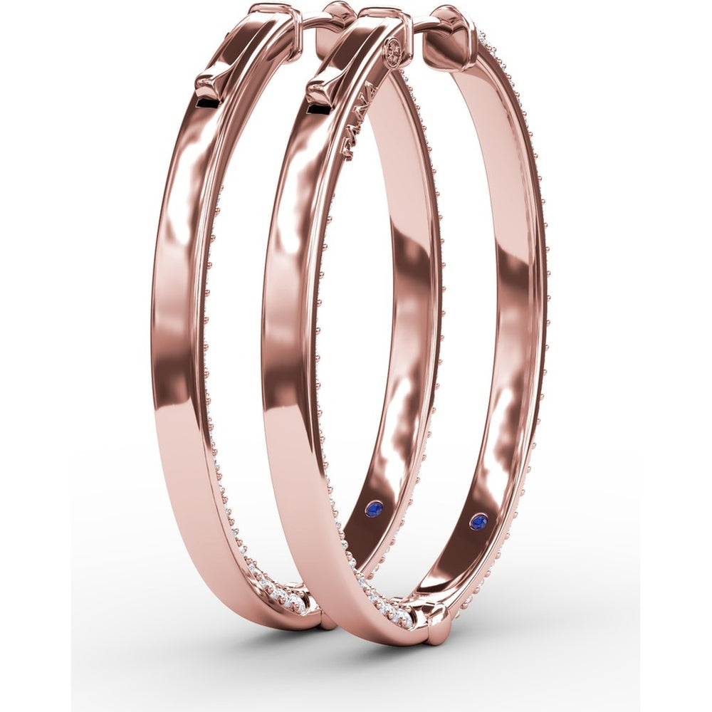 Medium Hoop Earrings with Knife Edge Setting and Pavé Round Diamonds by Fana - 1.92 Carat Total Diamond Weight