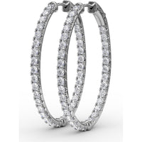 Medium Hoop Earrings with Pavé Set Round Diamonds by Fana - 2.98 Carat Total Diamond Weight