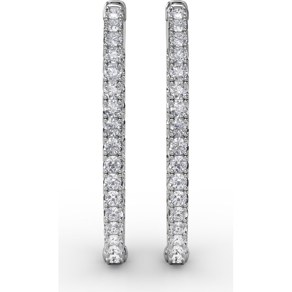Medium Hoop Earrings with Pavé Set Round Diamonds by Fana - 2.98 Carat Total Diamond Weight
