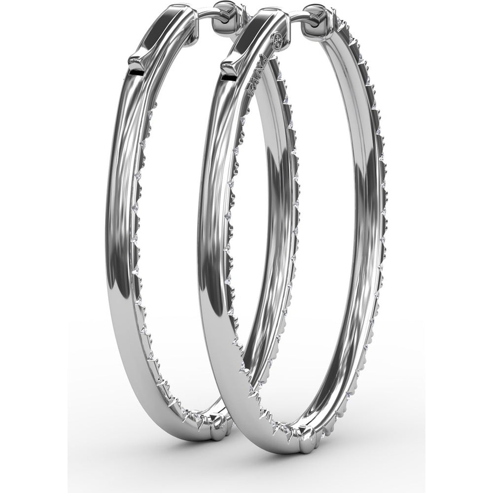 Medium Hoop Earrings with Pavé Set Round Diamonds by Fana - 2.98 Carat Total Diamond Weight