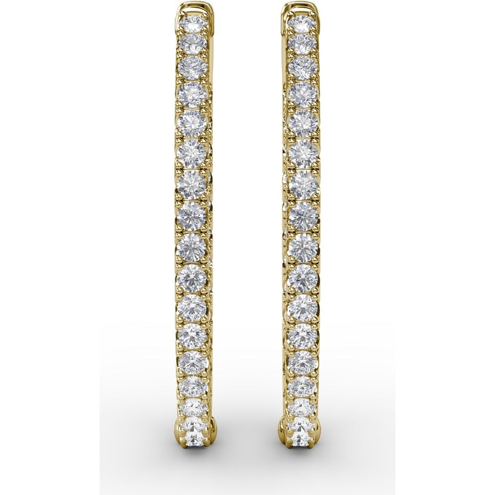 Medium Hoop Earrings with Pavé Set Round Diamonds by Fana - 2.98 Carat Total Diamond Weight