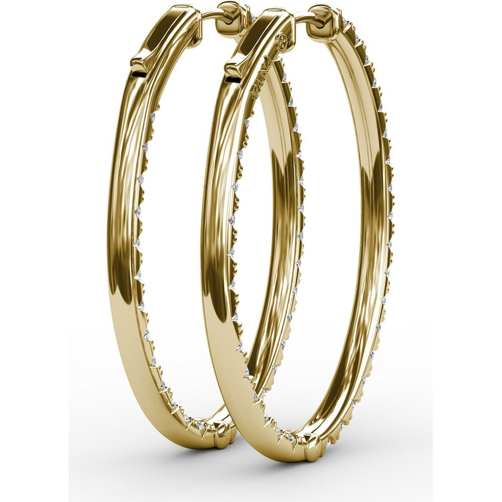 Medium Hoop Earrings with Pavé Set Round Diamonds by Fana - 2.98 Carat Total Diamond Weight