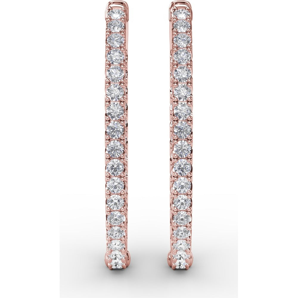 Medium Hoop Earrings with Pavé Set Round Diamonds by Fana - 2.98 Carat Total Diamond Weight