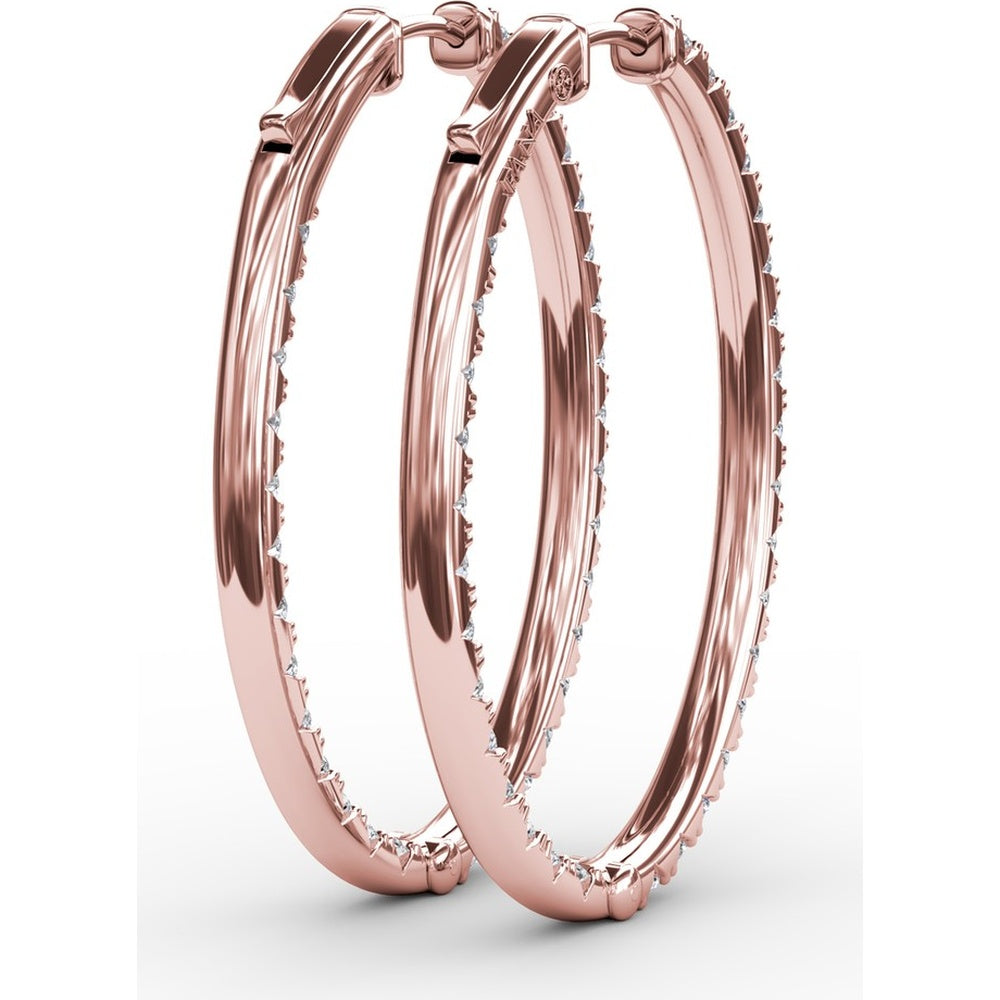 Medium Hoop Earrings with Pavé Set Round Diamonds by Fana - 2.98 Carat Total Diamond Weight
