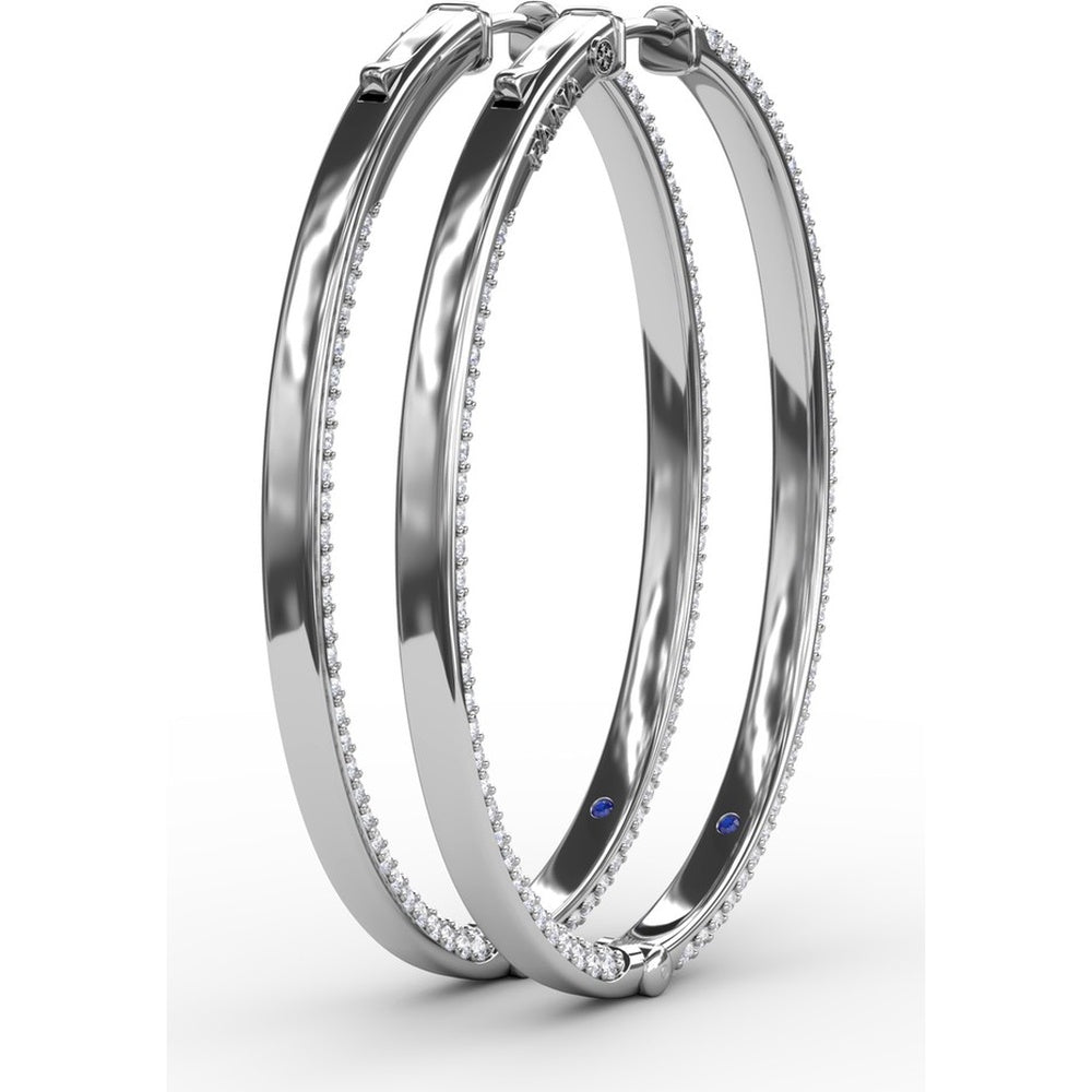 Medium Hoop Earrings with Shared-Prong Round Pavé Diamonds by Fana - 4.38 Carat Total Diamond Weight