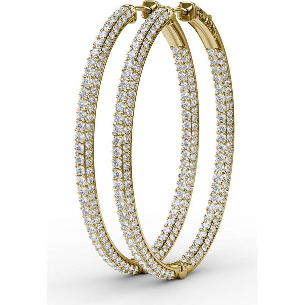 Medium Hoop Earrings with Shared-Prong Round Pavé Diamonds by Fana - 4.38 Carat Total Diamond Weight