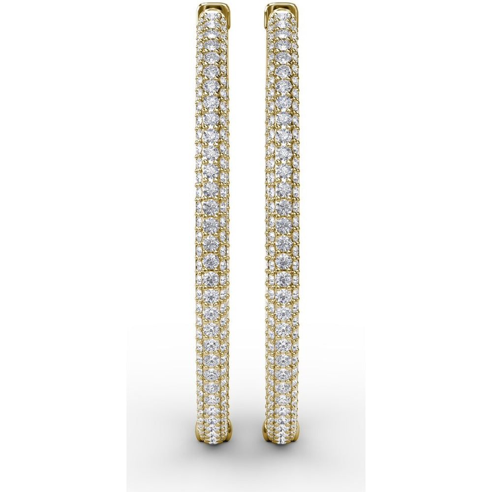 Medium Hoop Earrings with Shared-Prong Round Pavé Diamonds by Fana - 4.38 Carat Total Diamond Weight