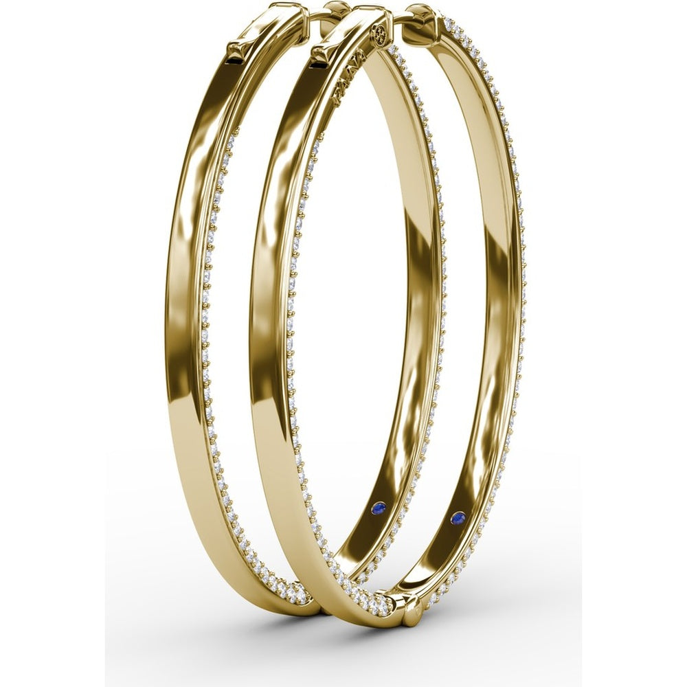 Medium Hoop Earrings with Shared-Prong Round Pavé Diamonds by Fana - 4.38 Carat Total Diamond Weight