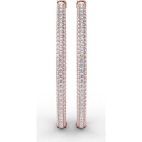 Medium Hoop Earrings with Shared-Prong Round Pavé Diamonds by Fana - 4.38 Carat Total Diamond Weight