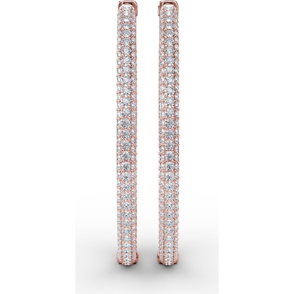 Medium Hoop Earrings with Shared-Prong Round Pavé Diamonds by Fana - 4.38 Carat Total Diamond Weight