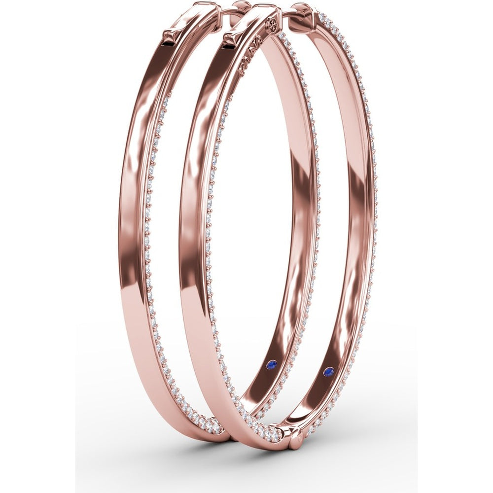 Medium Hoop Earrings with Shared-Prong Round Pavé Diamonds by Fana - 4.38 Carat Total Diamond Weight