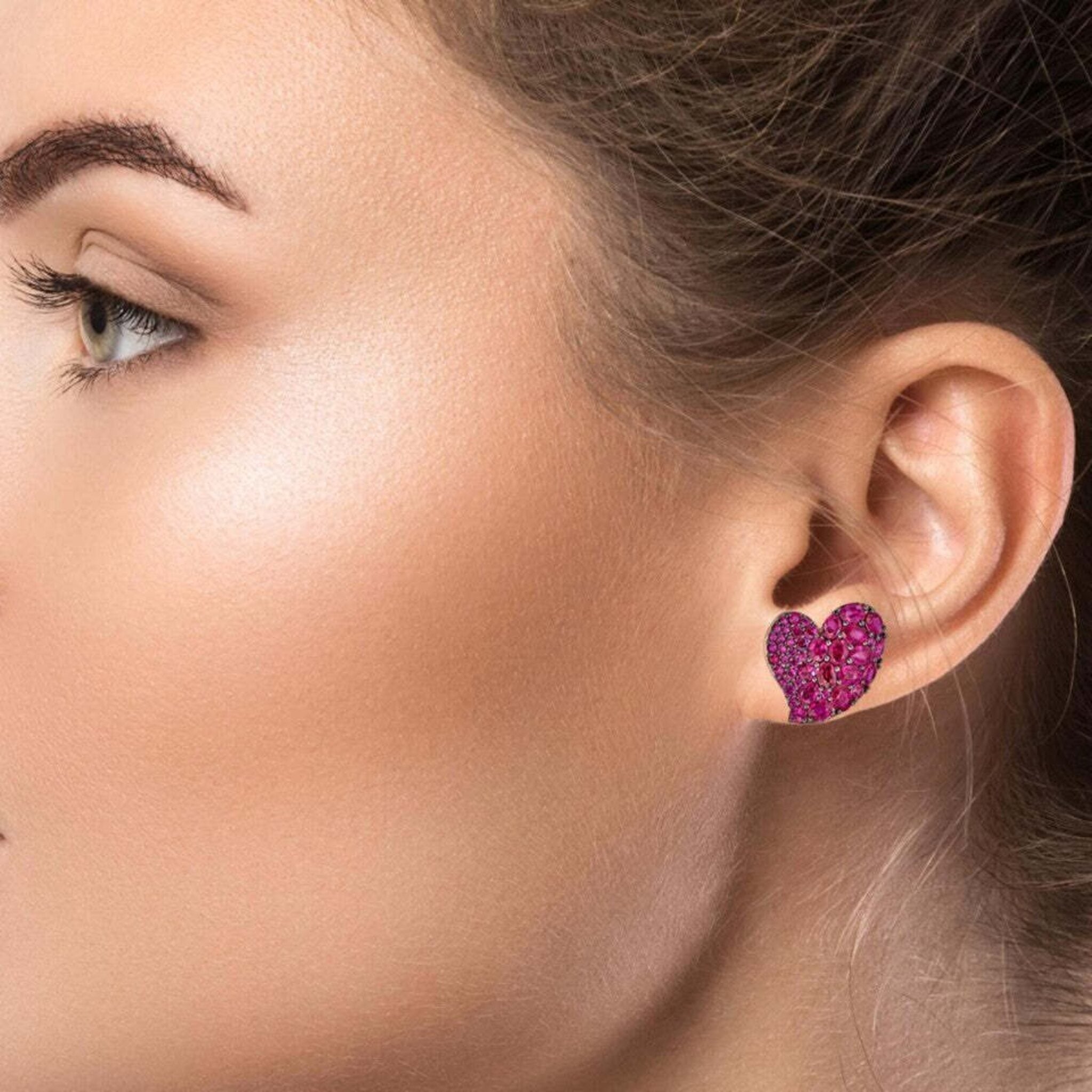 Pink sapphire deals heart earrings