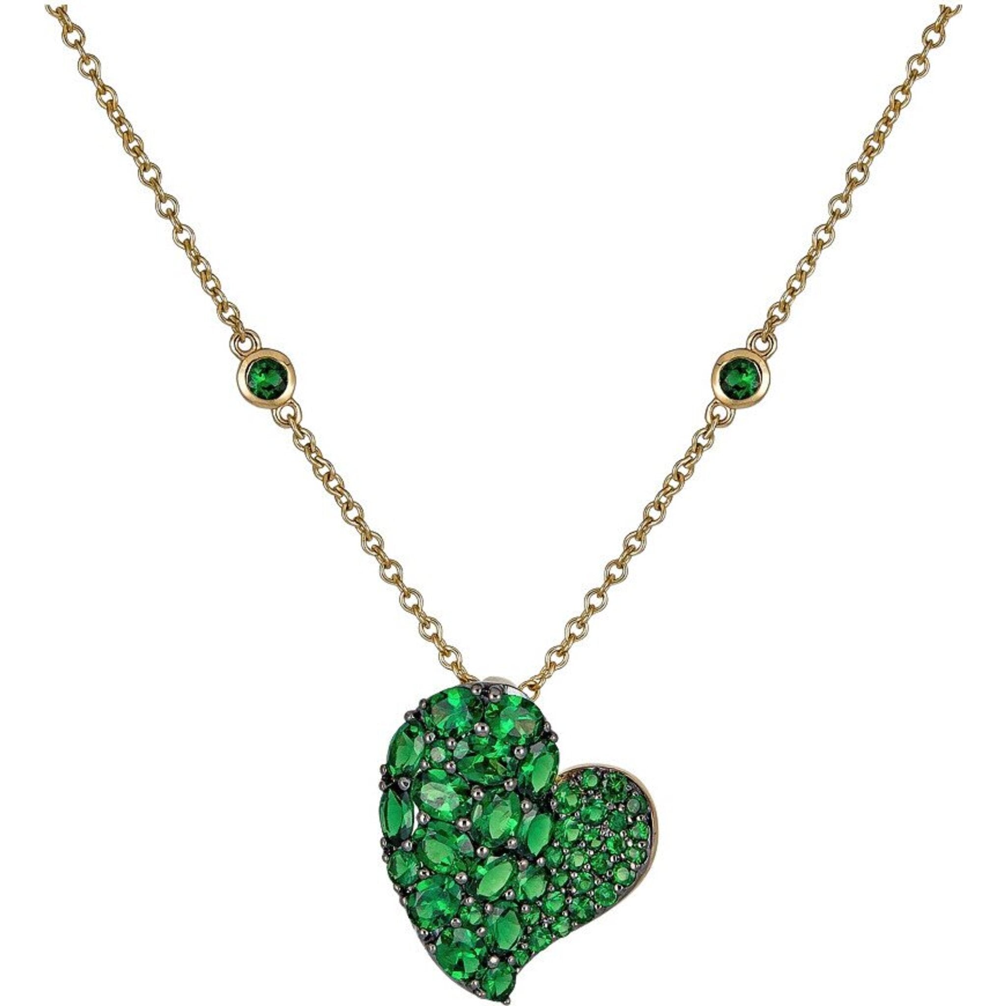 Green Emerald Heart Pendant Necklace - The M Jewelers