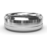 Men's 8mm Comfort Fit Band with Sandblast Finish and Beveled Grooved Edges by Fana