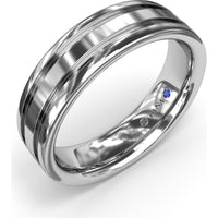 Men's High Polish Band with Double Groove Detailing - 6mm Width by Fana