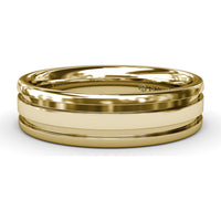 Men's High Polish Band with Double Groove Detailing - 6mm Width by Fana