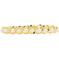 Mikimoto 14K Yellow Gold 7.5 Inch Bracelet with Geometric Open-Circle Settings and 5.8mm Akoya Cultured Pearls