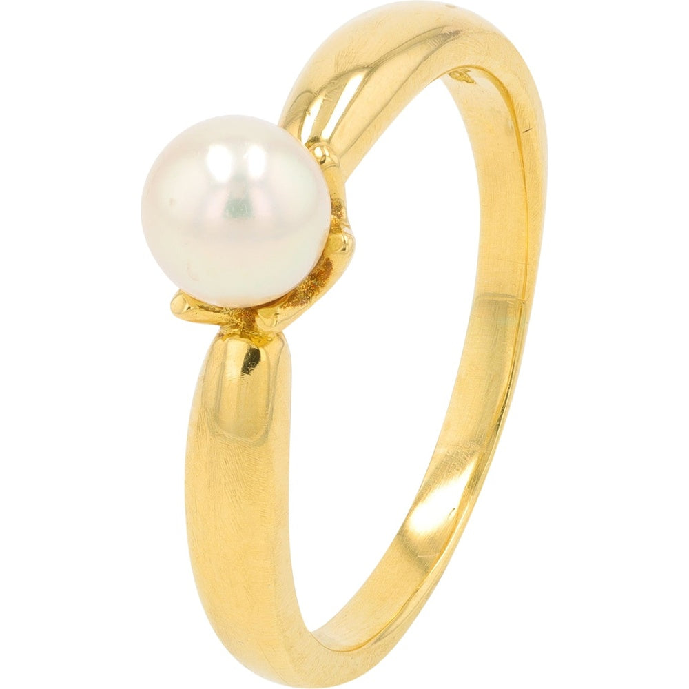 Mikimoto 18K Yellow Gold Ring with 5.75mm Round Cultured Pearl in Classic Claw Setting - Size 4.75