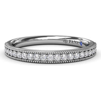 Milgrain and Pavé Set Round Diamond Wedding Band by Fana - 0.20 Carat Total Diamond Weight