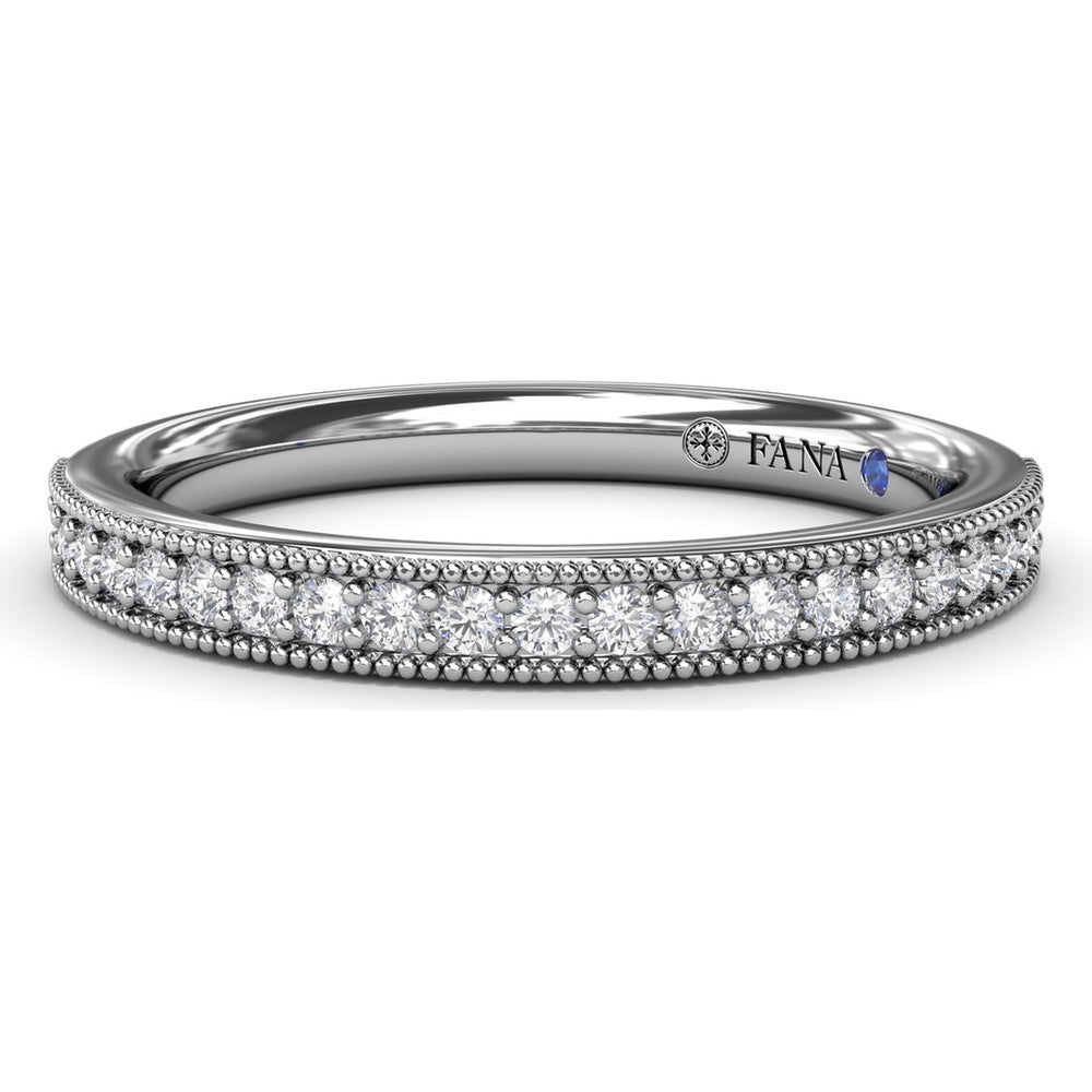Milgrain and Pavé Set Round Diamond Wedding Band by Fana - 0.20 Carat Total Diamond Weight