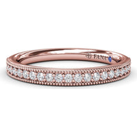 Milgrain and Pavé Set Round Diamond Wedding Band by Fana - 0.20 Carat Total Diamond Weight