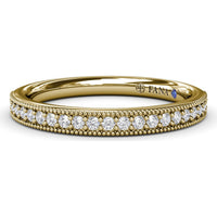 Milgrain and Pavé Set Round Diamond Wedding Band by Fana - 0.20 Carat Total Diamond Weight
