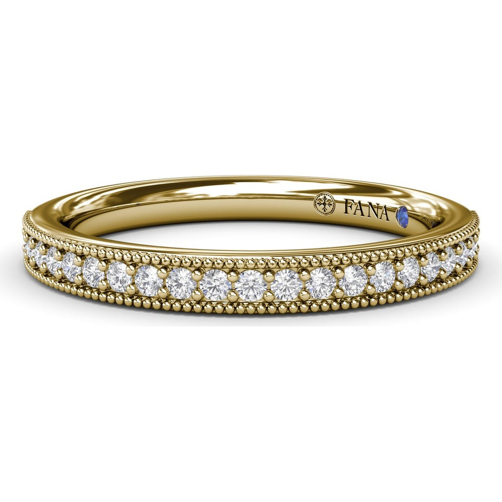 Milgrain and Pavé Set Round Diamond Wedding Band by Fana - 0.20 Carat Total Diamond Weight