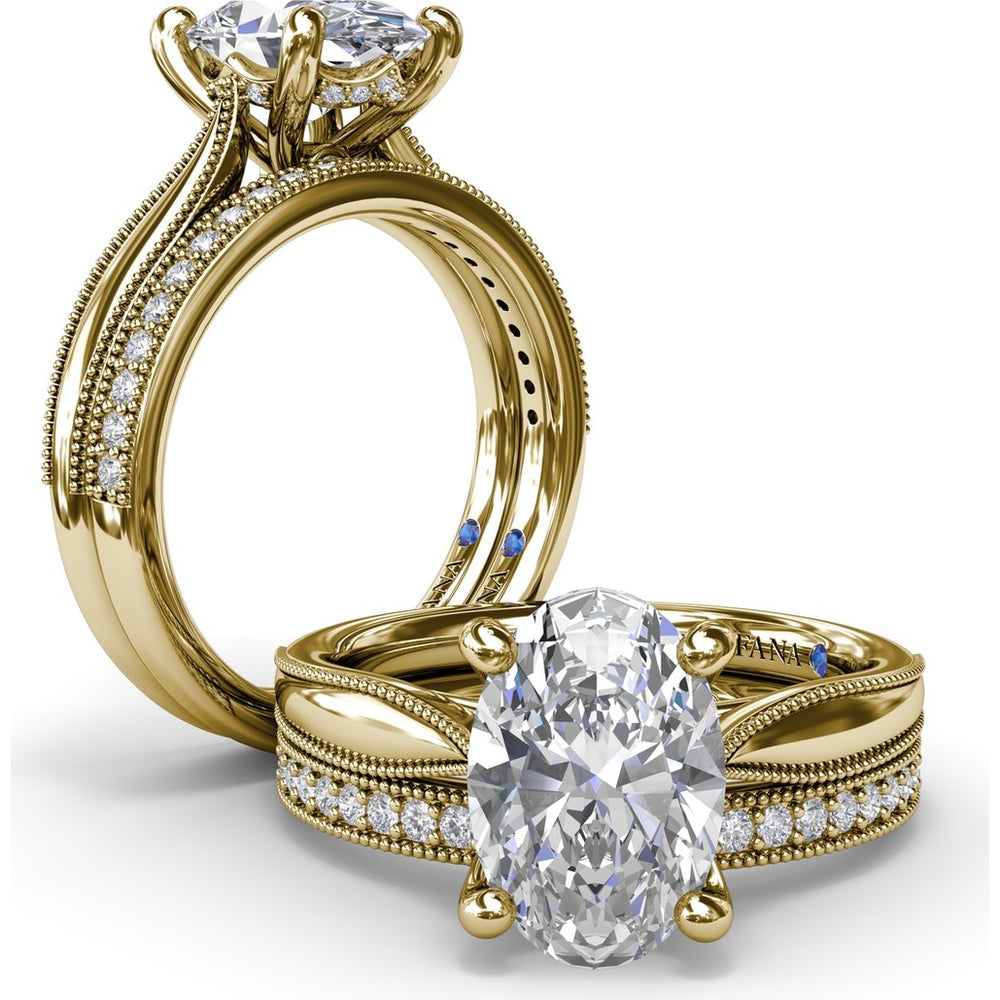 Milgrain and Pavé Set Round Diamond Wedding Band by Fana - 0.20 Carat Total Diamond Weight