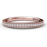 Milgrain Diamond Wedding Band with Pavé Set Round Diamonds by Fana - 0.18 Carat Total Diamond Weight