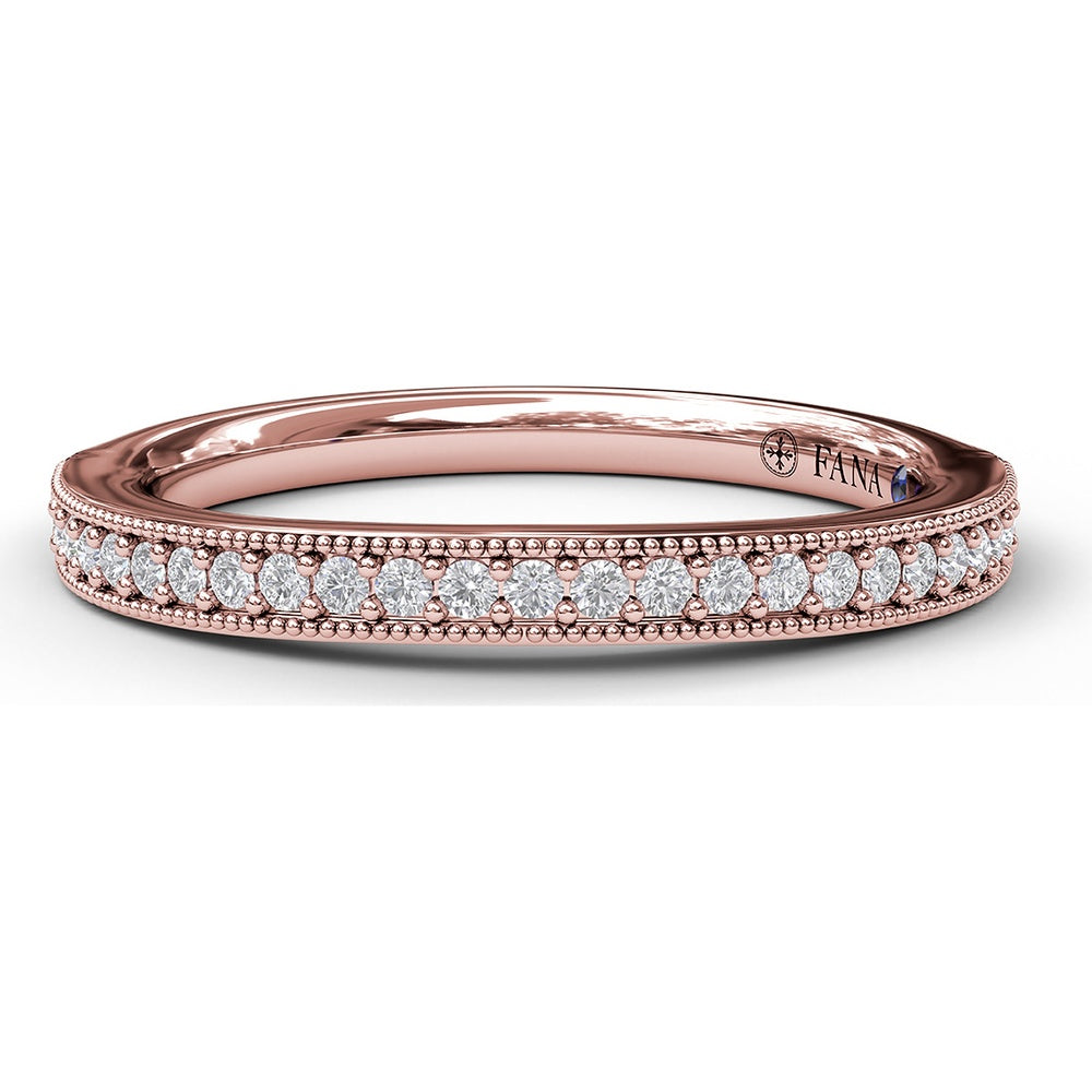 Milgrain Diamond Wedding Band with Pavé Set Round Diamonds by Fana - 0.18 Carat Total Diamond Weight