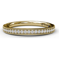 Milgrain Diamond Wedding Band with Pavé Set Round Diamonds by Fana - 0.18 Carat Total Diamond Weight