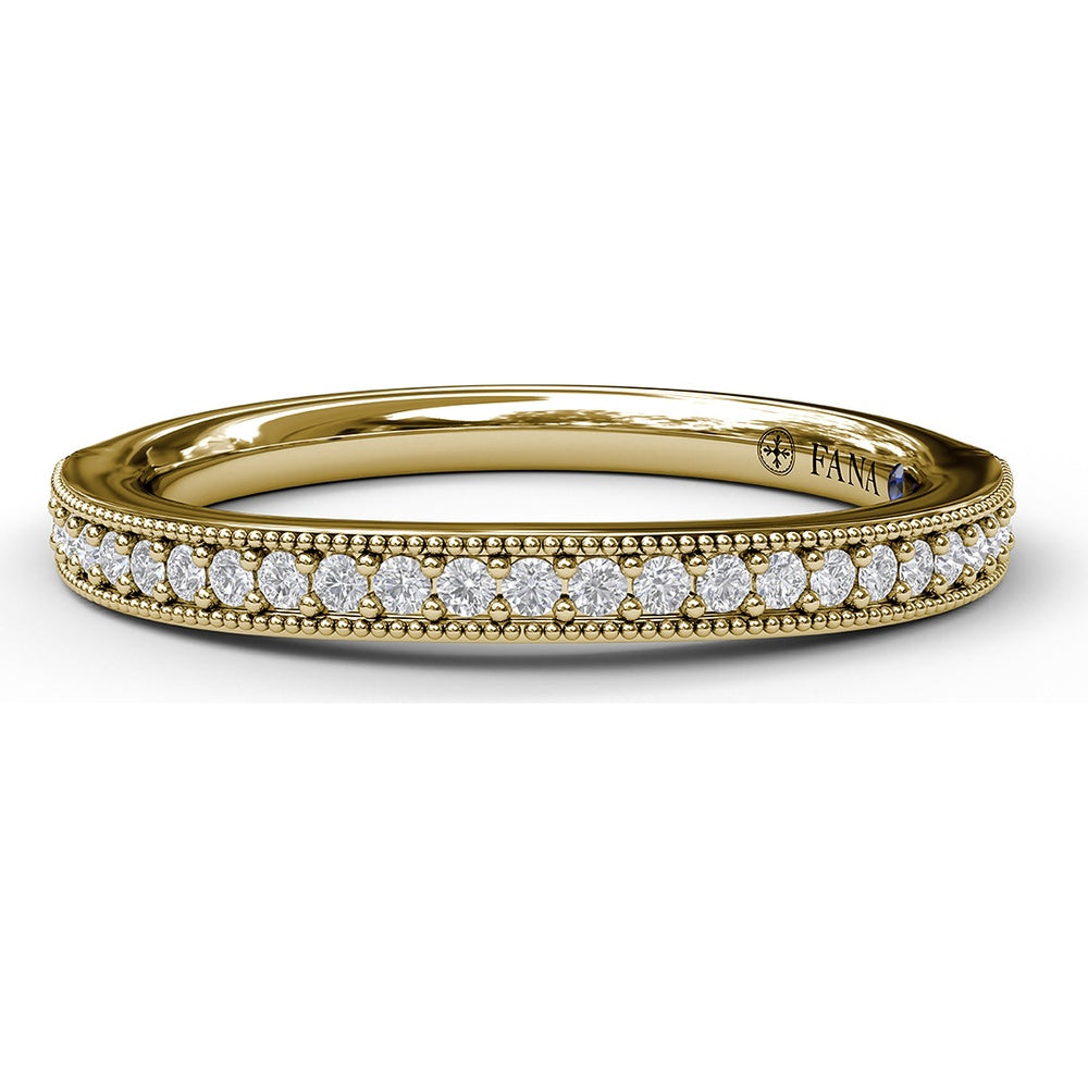 Milgrain Diamond Wedding Band with Pavé Set Round Diamonds by Fana - 0.18 Carat Total Diamond Weight