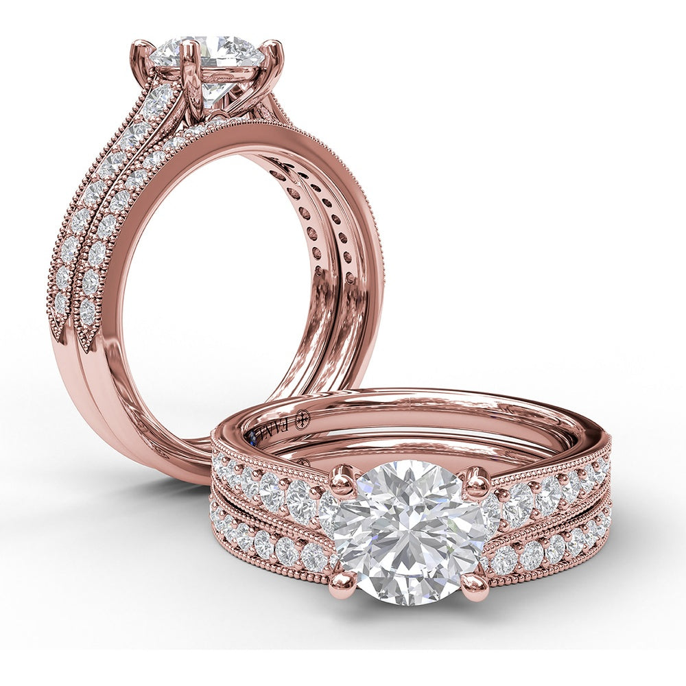 Milgrain Edge Pavé Diamond Band with Round Brilliant Diamonds by Fana - 0.26 Carat Total Diamond Weight