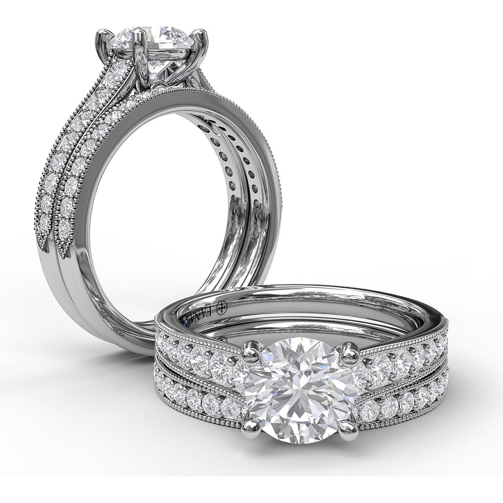 Milgrain Edge Pavé Diamond Band with Round Brilliant Diamonds by Fana - 0.26 Carat Total Diamond Weight