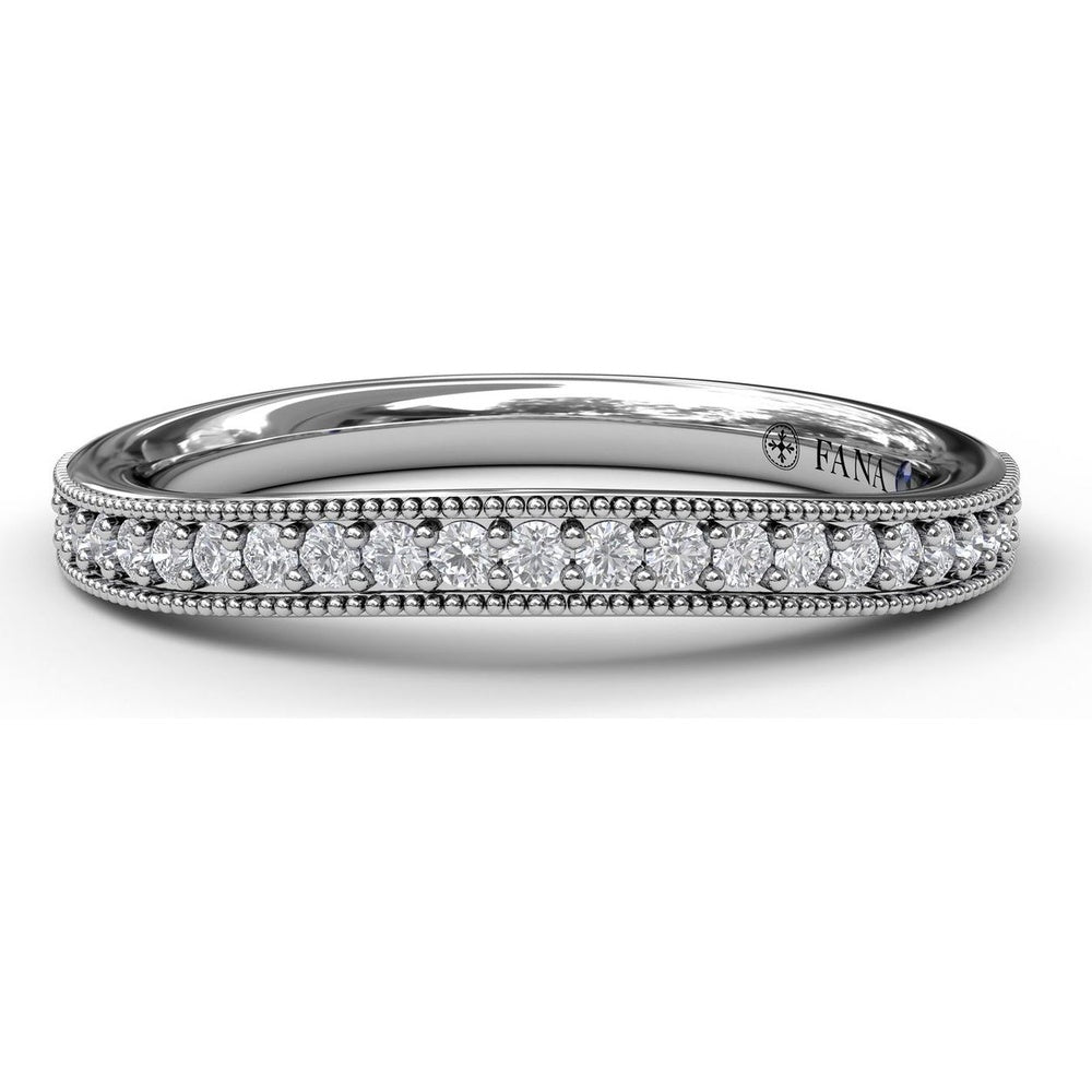 Milgrain Edge Pavé Diamond Wedding Band with Round Diamonds by Fana - 0.21 Carat Total Diamond Weight
