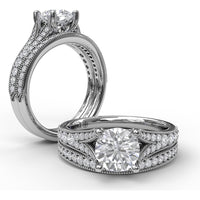 Milgrain Edge Pavé Diamond Wedding Band with Round Diamonds by Fana - 0.21 Carat Total Diamond Weight