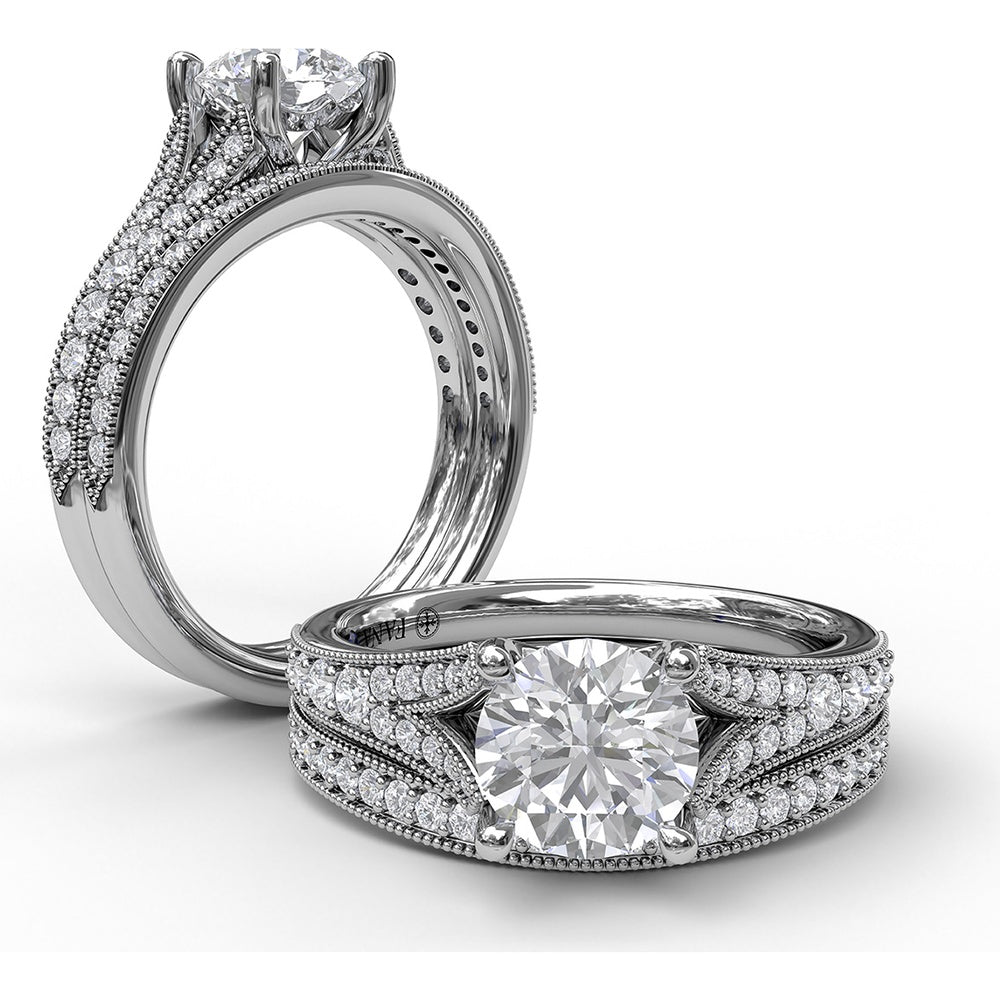 Milgrain Edge Pavé Diamond Wedding Band with Round Diamonds by Fana - 0.21 Carat Total Diamond Weight