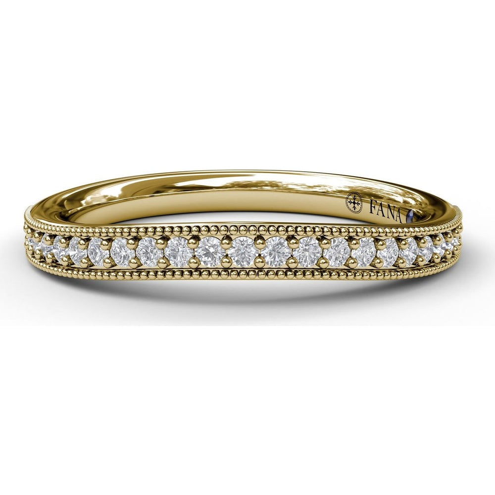 Milgrain Edge Pavé Diamond Wedding Band with Round Diamonds by Fana - 0.21 Carat Total Diamond Weight