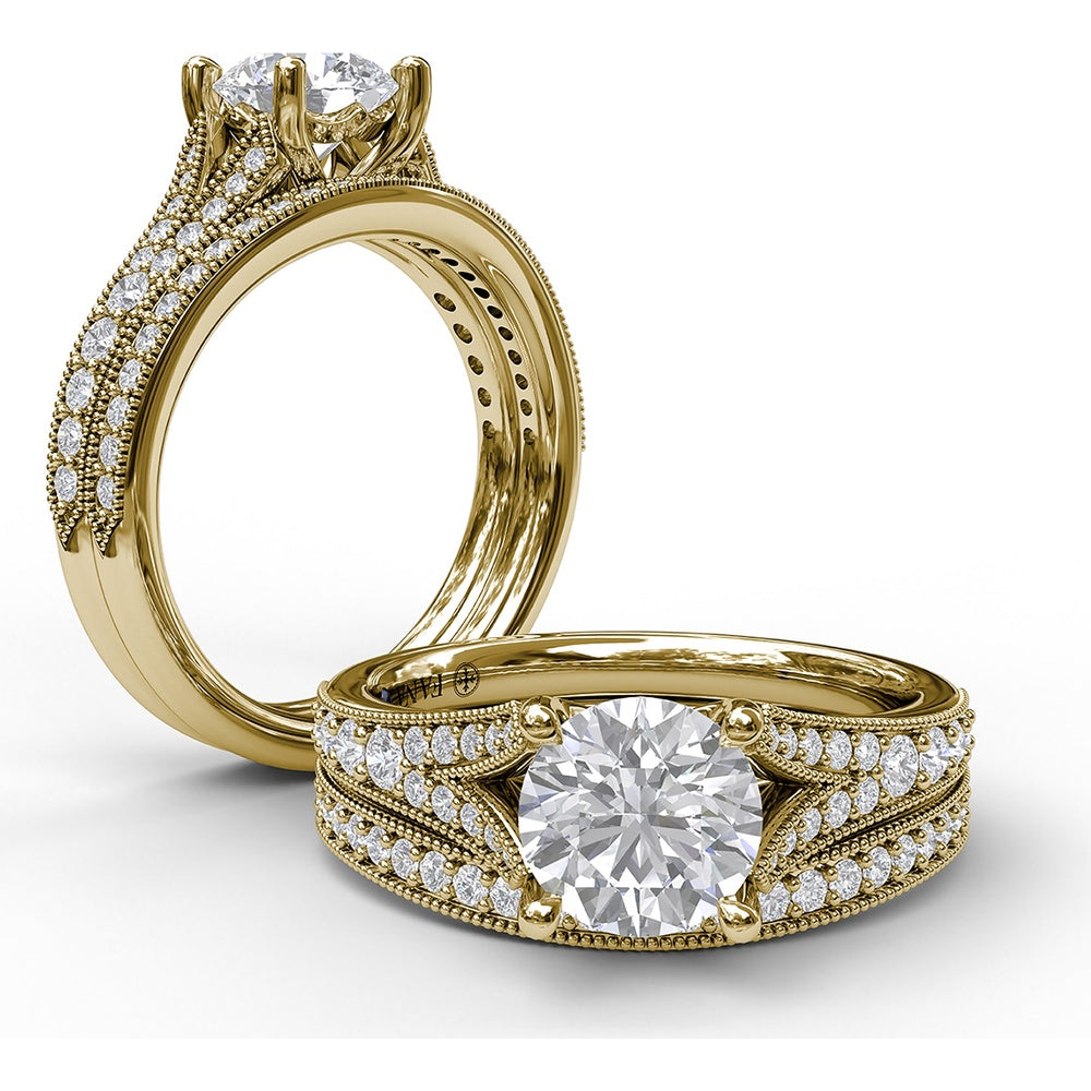 Milgrain Edge Pavé Diamond Wedding Band with Round Diamonds by Fana - 0.21 Carat Total Diamond Weight